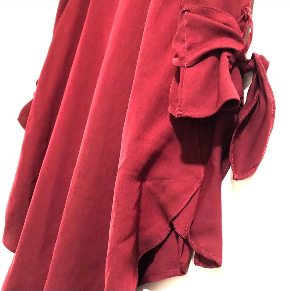 SOLD! She + Sky Burgundy High/Low Shirt Dress- L - Picture 4 of 6